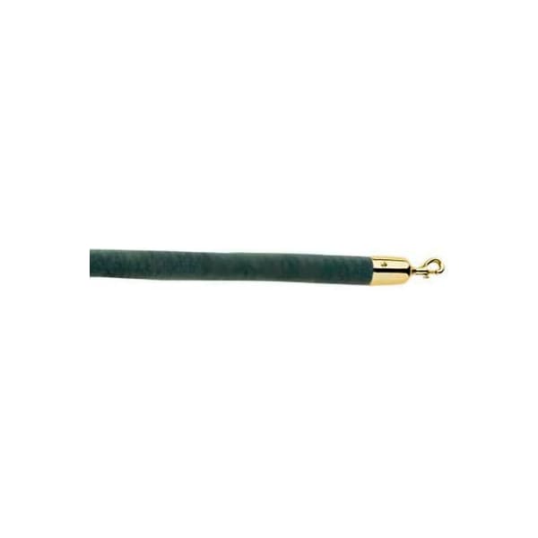 Lavi Industries 6'L Evergreen Velour Rope With Polished Brass Hooks 00-930161/6EG - main